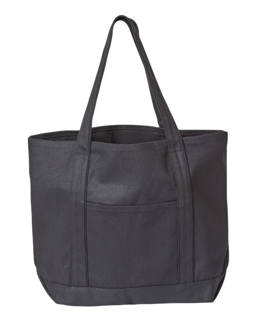 Liberty Bags Carmel Classic XL Cotton Canvas Resort Tote in Black/Black, front view