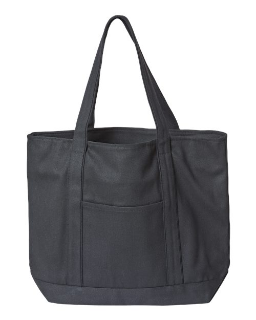 Liberty Bags XL Zippered Cotton Canvas Resort Tote in Black/Black, front view