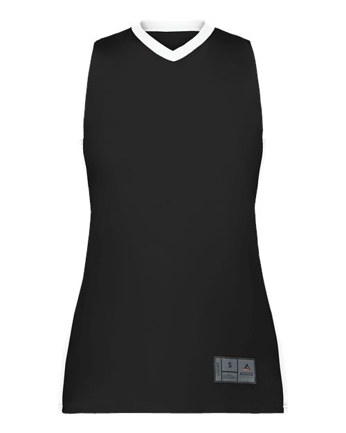 Augusta Sportswear Women's Match-Up Basketball Jersey in Black/White, front view
