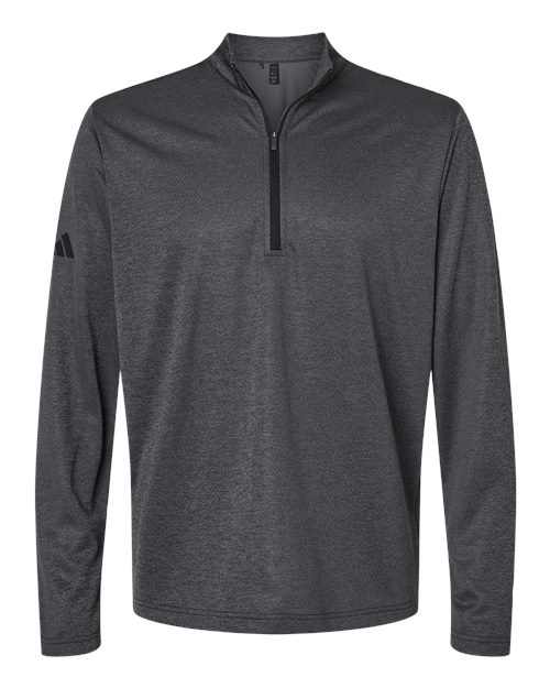 Adidas Men's Space Dyed Quarter-Zip Pullover in Black Melange