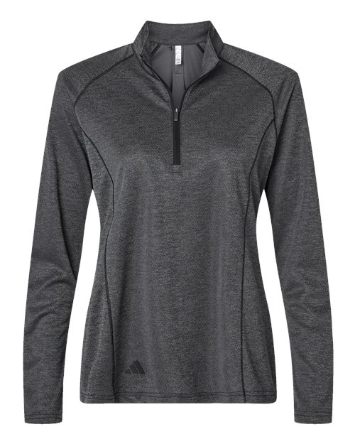 Adidas Women's Space Dyed Quarter-Zip Pullover in Black Melange