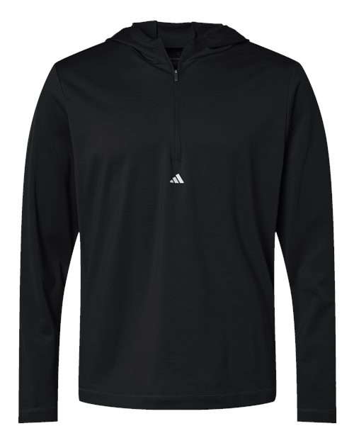 Adidas Men's Lightweight Quarter-Zip Hooded Pullover in Black