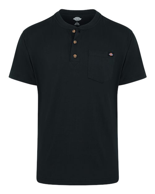 Dickies Men's Tall Heavyweight Traditional Short Sleeve Henley in Black