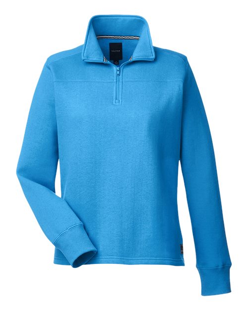 Nautica Women's Anchor Fleece Quarter-Zip Sweatshirt in Azure Blue