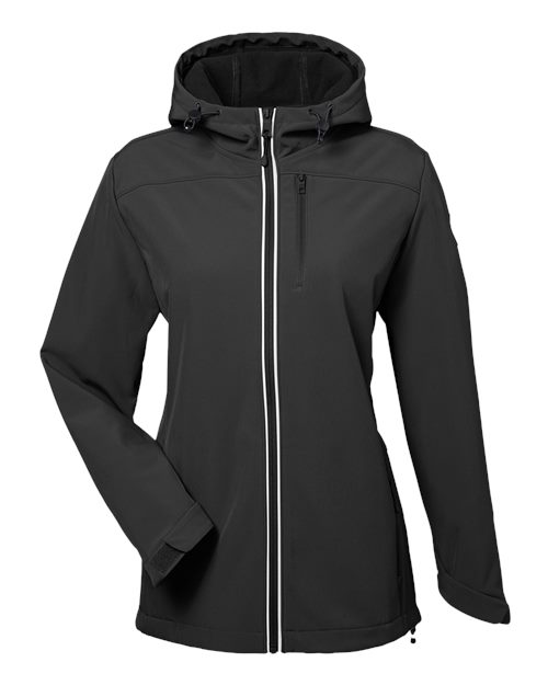 Nautica Women's Wavestorm Hooded Soft Shell Jacket in Black