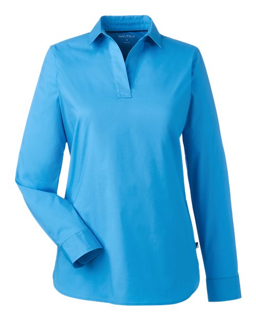 Nautica Women's Staysail Shirt in Azure Blue, front view