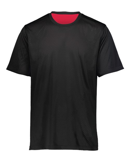 Augusta Sportswear Youth Mesh Reversible Jersey in Black/Scarlet