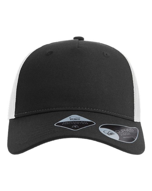 Atlantis Headwear Sustainable Five-Panel Trucker Cap in Black/White