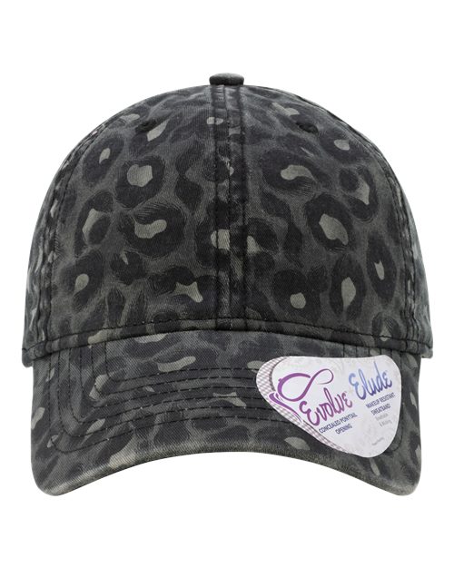 Infinity Her Women's Unstructured Fashion Prints Cap in Black Leopard, front view