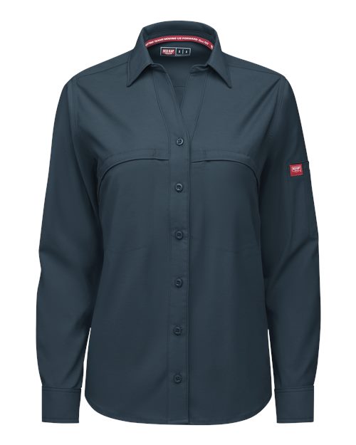 Red Kap Women's Cooling Long Sleeve Work Shirt in Arctic, front view