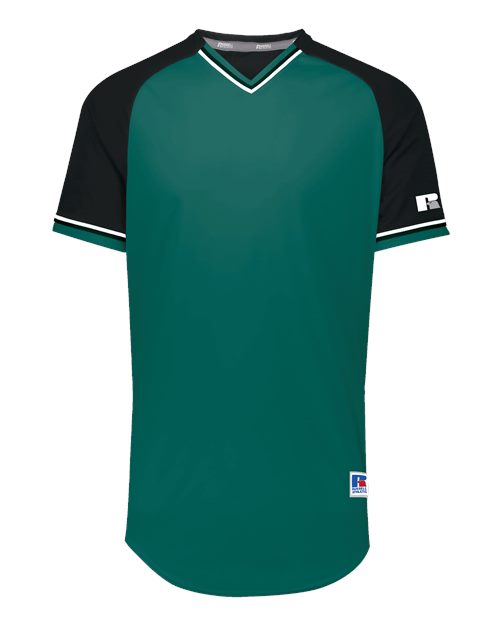 Russell Athletic Youth Classic V-Neck Jersey in Aqua/Black/White