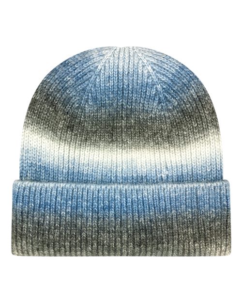 LEGACY Tie-Dyed Ribbed Beanie in Blue Ice, front view