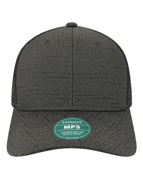 LEGACY Mid-Pro Snapback Trucker Cap in Black Z, front view