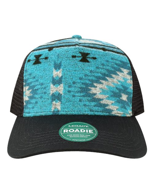 LEGACY Five-Panel Adjustable Cap in Aqua Aztec/Black