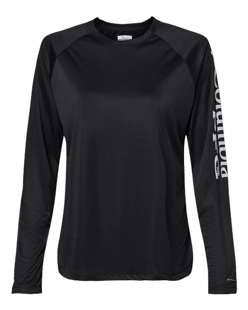 Columbia Women's PFG Tidal Tee™ II Long Sleeve in Black/Cirrus Grey, front view