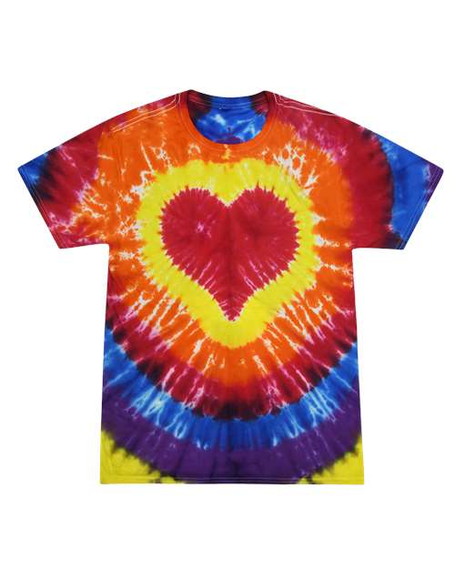 Colortone Youth Shapes Tie-Dyed T-Shirt in Multicolor Heart, front view