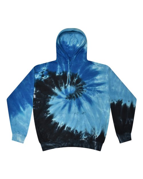 Colortone Unisex Tie-Dyed Hooded Sweatshirt in Blue Ocean, front view