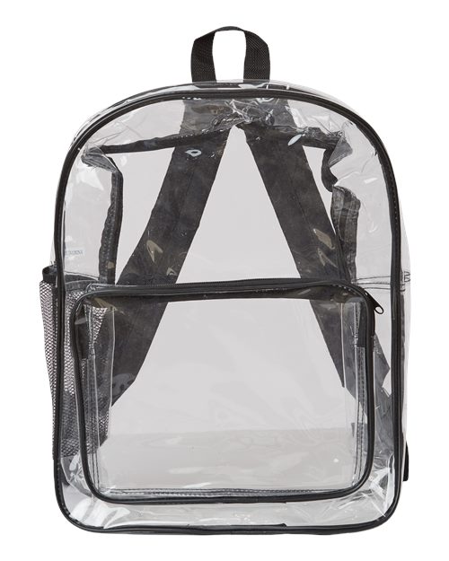 Liberty Bags Large 17-inch Heavy Duty Clear Backpack in Black, front view
