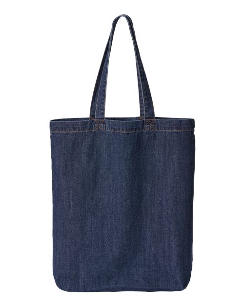 Liberty Bags Cotton Denim Gusseted Tote Bag in Dark Blue Denim
