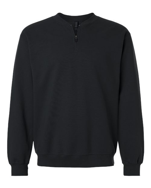 Gildan Unisex Softstyle® Midweight Quarter-Zip Sweatshirt in Black, front view