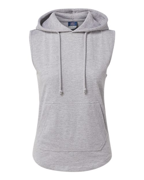 MV Sport Women's Kinsley Sleeveless Hooded Sweatshirt in Heather Grey