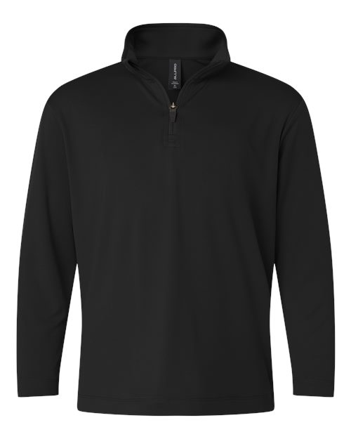 AllPro Youth Pro-Lock Performance Quarter-Zip Pullover in Black, front view