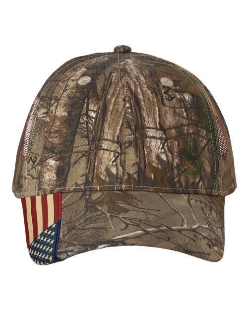 Kati Camo Woven USA Flag Mesh Cap in Xtra/Xtra/USA Flag Mesh