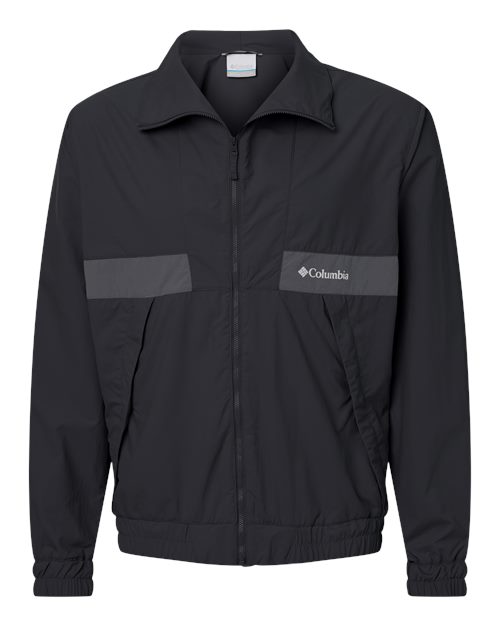 Columbia Men's Spire Valley™ Windbreaker in Black/Shark, front view