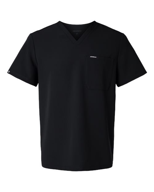 Jaanuu Men’s Holmes Everyday 1-Pocket Scrub in Black, front view