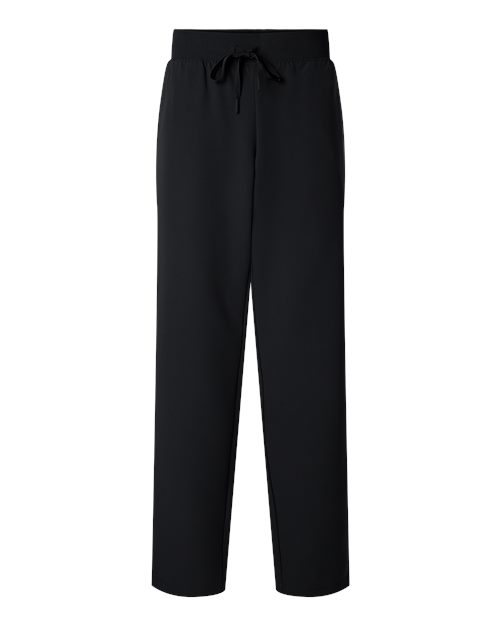 Jaanuu Women's Petite Sizes Xenos Essential Knit-Waist Scrub Pants in Black, front view