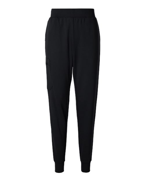 Jaanuu Women's Petite Sizes Rubi UltraSOFT™ Scrub Joggers in Black, front view