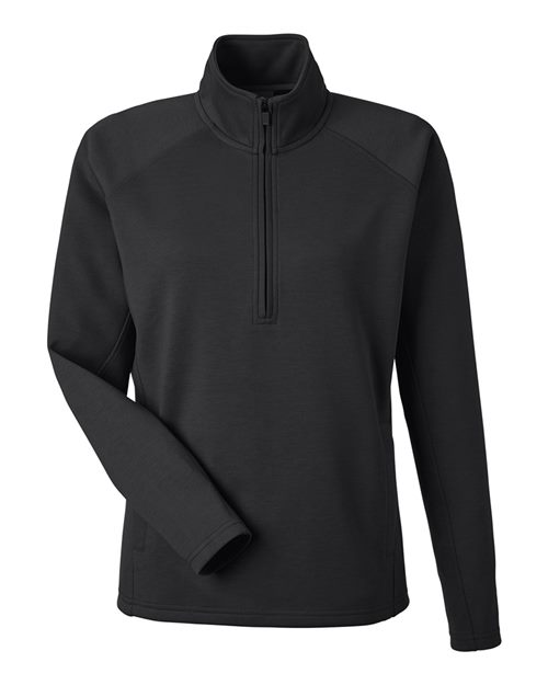 J. America Women's Apex Fleece Quarter-Zip Pullover in Black, front view