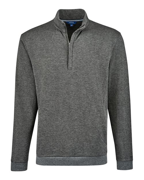 Nautica Unisex Explorer Fleece Quarter-Zip Pullover in Charcoal Heather, front view