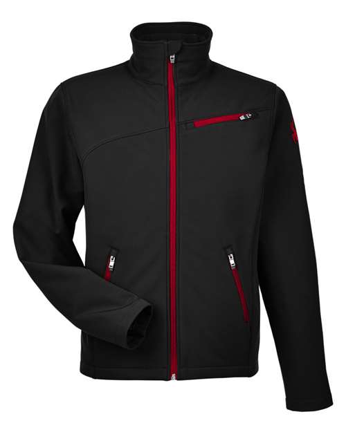 Spyder Men's Transport Soft Shell Jacket in Black/Red, front view