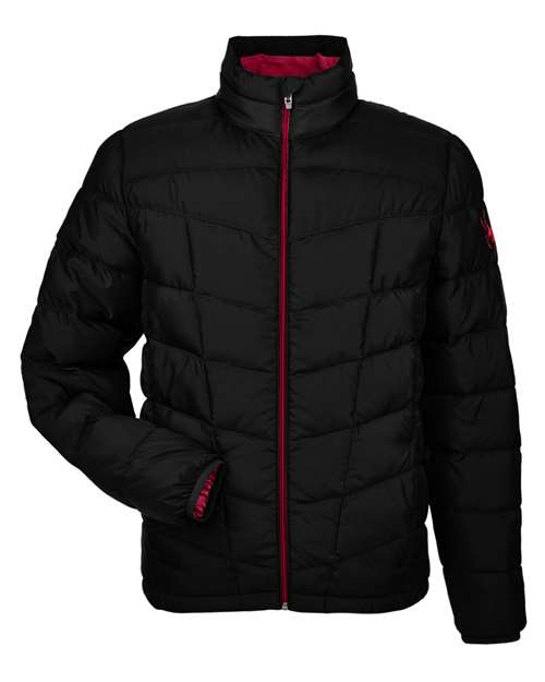 Spyder Men's Pelmo Insulated Puffer Jacket with Synthetic Down in Black/Red