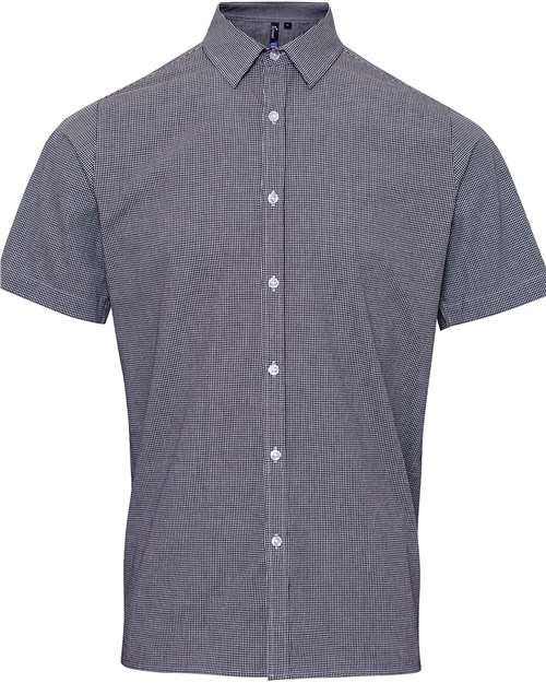 Artisan Collection by Reprime Men's Microcheck Gingham Cotton Shirt in Black/White, front view