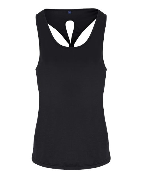 TriDri Women's Venus Tank Top with Knot Back Detailing in Black