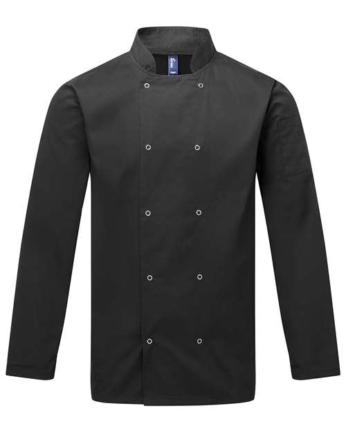 Artisan Collection by Reprime Unisex Ten Studded Front Chef Coat in Black, front view