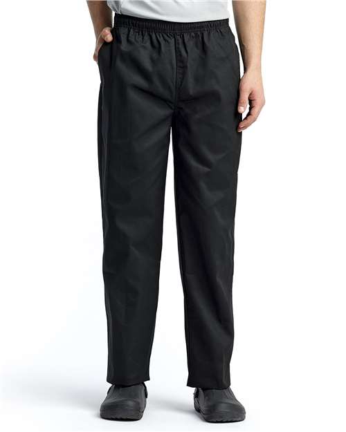 Artisan Collection by Reprime Unisex Essential Chef Pants in Black, front view on model