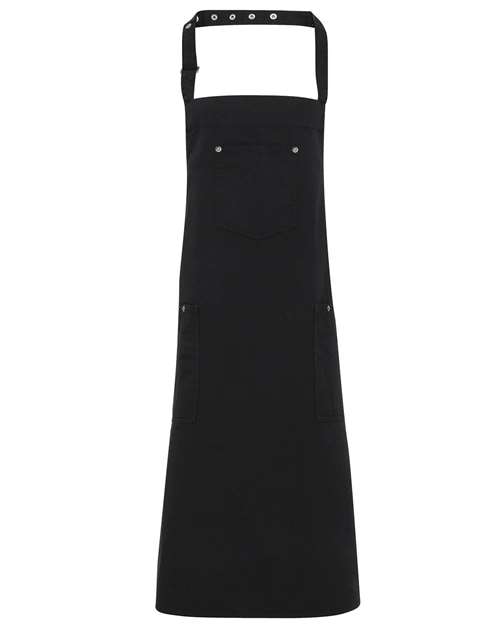 Artisan Collection by Reprime Chino Bib Apron in Black, front view