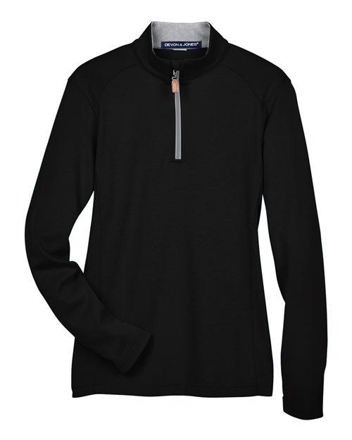Devon & Jones Women's DRYTEC20™ Performance Quarter-Zip Pullover in Black/Grey Heather/Graphite