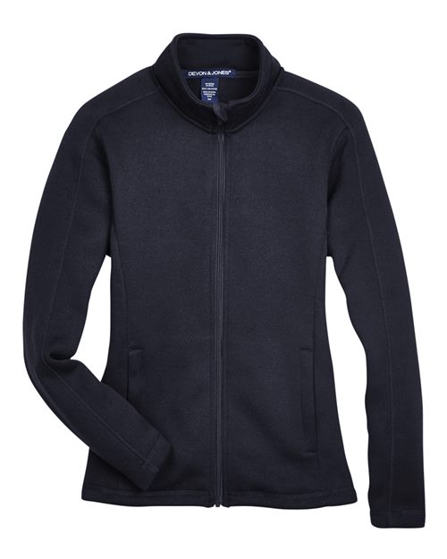 Devon & Jones Women's Bristol Full-Zip Sweater Fleece Jacket in Black