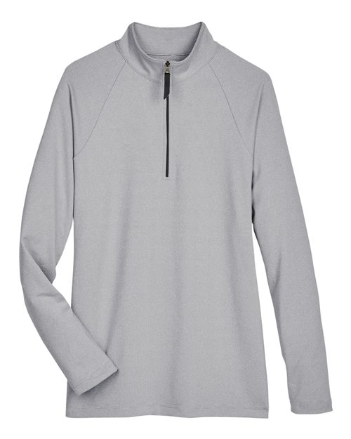 Devon & Jones Women's CrownLux Performance® Clubhouse Micro-Stripe Quarter-Zip Pullover in Black