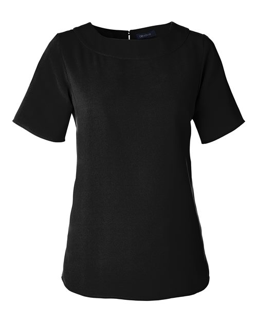 Devon & Jones Women's Perfect Fitâ„¢ Boat Neck Blouse in Black, front view