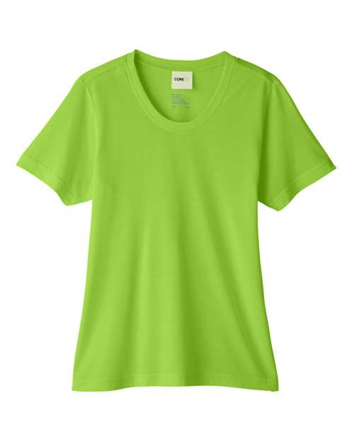 CORE365 Women's Fusion ChromaSoft™ Performance T-Shirt in Acid Green, front view
