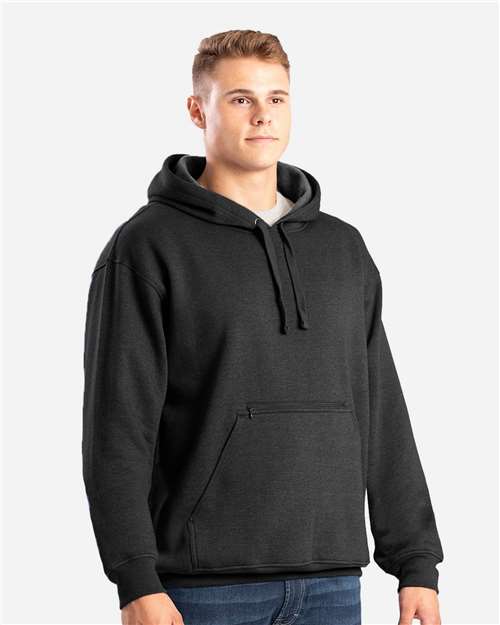 Berne Apparel Men's Heritage Zip Pocket Hooded Sweatshirt in Black