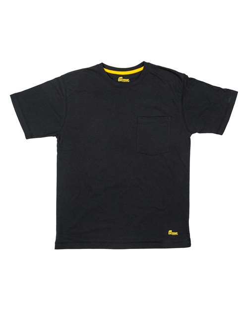 Berne Apparel Men's Lightweight Performance Pocket T-Shirt in Black, front view