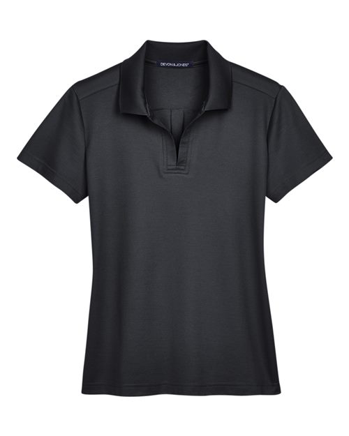 Devon & Jones Women's CrownLux Performance® Plaited Polo in Black, front view