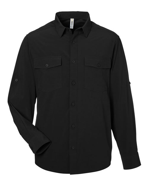 CORE365 Men's Ultra UVP® Marina Shirt in Black, front view