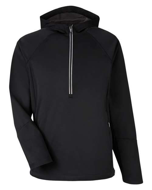 CORE365 Unisex Techno Lite Pullover Anorak in Black, front view